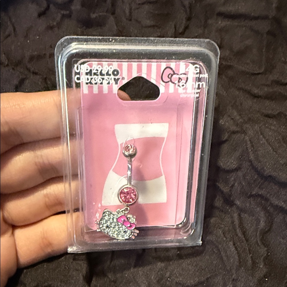 Hello Kitty 14G Belly Button Ring – Stainless Steel Navel Piercing